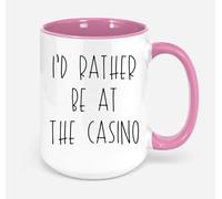 Dxcvbrds Tazza con scritta in inglese "I d Rather Be At The Casino", idea regalo per giocatori di casinò, tazza da caffè per amanti del poker, idea regalo per gli amanti del poker, tazza da gioco