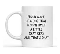 Dxcvbrds Tazza con scritta in lingua inglese "New Proud Dog Aunt", regalo per la zia del cane, tazza da caffè con scritta "Best Dog Aunt Ever", divertente tazza per la zia del cane, regalo per zia del