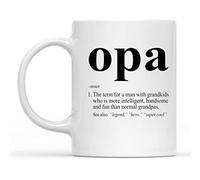 Dxcvbrds Tazza da caffè con definizione Opa, definizione di OPA, idea regalo divertente per il nonno greco, regalo per la festa del papà, nonno, tazza bianca, 325 ml