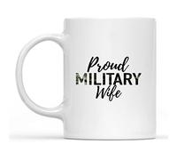 Dxcvbrds Tazza da caffè con scritta "New Proud Military Wife" - Tazza da moglie dell'esercito, tazza per moglie marina, tazza per moglie dell'aeronautica, marito militare e coniuge