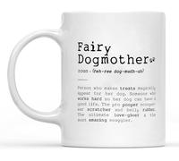 Dxcvbrds Tazza da caffè in ceramica con fata e cane madrina, regalo divertente, per amanti dei cani, regalo per la festa della mamma, regalo da parte del cane, definizione di cane e mamma, 325 ml