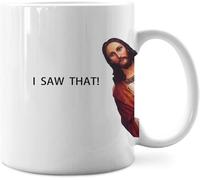Dxcvbrds Tazza da caffè in ceramica con scritta "I Saw That", regalo cristiano per donne e uomini, regalo per donne, uomini, donne, amici, 325 ml