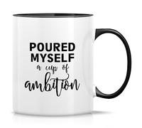 Dxcvbrds Tazza divertente, con scritta "Poured Myself a Cup of Ambition Entrepreneur", tazza da caffè in ceramica, divertente, sarcasmo, motivazionale, regalo di compleanno, tazza bianca con manico