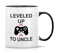 Dxcvbrds Tazza divertente in ceramica, con scritta "Leveled Up to Uncle Gamer", divertente, sarcastica, ispiratrice, notizie sulla gravidanza, baby shower, regalo di compleanno, tazza bianca con