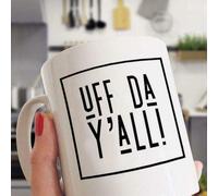 Dxcvbrds Tazza in ceramica bianca da 325 ml, tazza da tè e caffè Uff Da Y'all Norvegia Slang, tazza da 325 ml