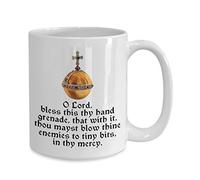 Dxcvbrds Tazza in ceramica con granata a mano sacra, 325 ml, tazza per bere latte e caffè, per lui o lei, mamma, papà, fratello, sorella, compleanno, vacanze, divertente e alla moda, Natale