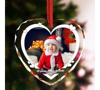 DXDOING Decorazione Natalizia Personalizzata a Forma di Cuore Primo Natale del Bambino 2025 Addobbo con Nome, Foto e Data Regalo Speciale per Neonato e Famiglia