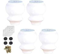 DXEAIN Furniture Legs,Table Leg,White Solid Wood Sofa,Replacement,with Mounting Plates,Set of 4,