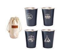 DXEHSEUY Set di 4 tazze in acciaio inox da 350 ml per bicchieri da trekking