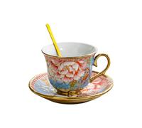 DXEHSEUY Set tazza da tè e piattino in ceramica smaltata, 200 ml, per caffè, bevande, ristorante, latte rosa, 14 x 10 cm