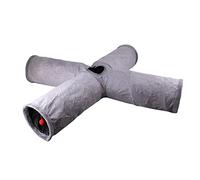 DXEHSEUY Tunnel per gatti pieghevole a 4 vie tunnel palla gattino tunnel giocattolo per animali domestici giocattolo a foro sbirciatina grigio