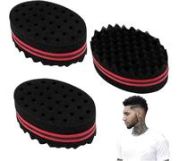 DXIA 3 Pezzi Magic Twist Spugna Stile Spazzole, Capelli Torsioni Neri Spugna di Ghiaccio, Stile di Afro dei Riccioli Spugna Ovale Brush Spazzola, Twist Coil Afro Hair Style Barber Tool