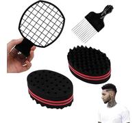 DXIA 4 Set Magic Twist Spugna Stile Spazzole, Capelli Torsioni Neri Spugna di Ghiaccio, Stile di Afro dei Riccioli Spugna Ovale Brush Spazzola, Twist Coil Afro Hair Style Barber Tool