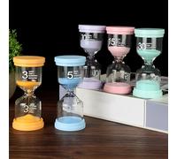 DXIA 5 Pezzi Clessidra Timer, Clessidra Set, clessidra con sabbia colorata, timer a sabbia per bambini, timer da cucina 3/5/10/15/30 minuti 5 colori, per aula, casa, cucina, stanza dei bambini