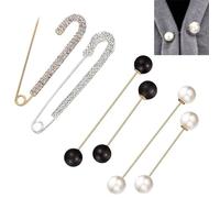 DXIA 6 Pezzi Clip per Maglione, Cristallo Finto e Spille di Doppio Perle, 3 Stili Donne Pin Spilla di Maglione, Spille di Sicurezza per Spille per Donne Ragazze, Decorazione di Abbigliamento