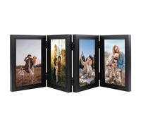 DXiongW Cornice per 4 Foto 10x15cm Pieghevole Portafoto in MDF Nero Collage di Cornici Verticali Multiplo Cornice Foto da Tavolo Decorazione per Famiglia Ufficio Regalo per Matrimonio Amico Compleanno