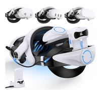 DXKK Cinghia per la testa per Meta Quest 3S/Quest 3 con batteria da 15000 mAh e dock di ricarica per tempo bilanciato e extra 6-8H, doppi quadranti di regolazione, cinturino per la testa VR comfort