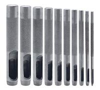 DXLing 10 Pezzi Rotondo Punzone Cavo in Acciaio Set 1 mm a 10 mm Punzone Tonda d'Acciaio Cavo Pelle Artigianale Perforatrice Forata Strumenti per Cintura Guarnizione in Pelle Cintura
