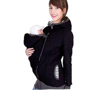 DXMCC Giacca Neonato 2 in 1 per Mamma e Bambino, Marsupio Con Zip, Felpa Con Cappuccio Premaman a Maniche Lunghe (Black, S)