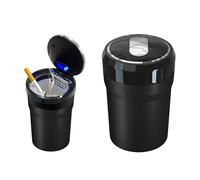 DXNQ Posacenere per auto con coperchio, facile da pulire, rimovibile, senza fumo, con luce LED blu, mini posacenere portatile, per auto, casa, ufficio, viaggi, accessori interni auto (nero, grande)