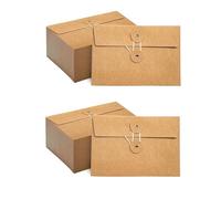 Dxoniislh 80 buste in carta kraft con chiusura a laccio e tasche portadocumenti, 11,4 x 16,7 cm (marrone)