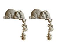 Dxoniislh Ornamenti nel Resina di Elefante 6 Pezzi, 2 Madre Elefante E 4 Bambini Appesi al Bordo di Statue Artigianali