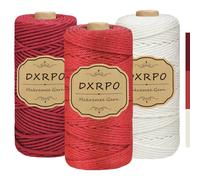 DXRPO Macrame Corda 3 mm x 100 m x 3, Macramè Filo Cotone per Fai Da Te, Piante Sospese, Natale, Decorazione Boho (Naturale, Rosso, Rosso Scuro)