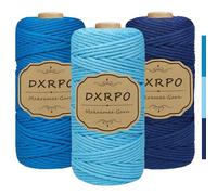 DXRPO Macrame Corda 3 mm x 100 m x 3, Macramè Filo Cotone per Fai Da Te, Piante Sospese, Natale, Decorazione Boho (Azzurro, Blu, Blu Scuro)