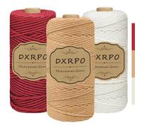 DXRPO Macrame Corda 3 mm x 100 m x 3, Macramè Filo Cotone per Fai Da Te, Piante Sospese, Natale, Decorazione Boho(Naturale, Marrone, Rosso Scuro)