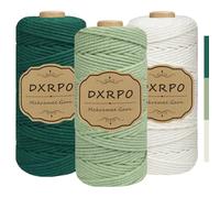 DXRPO Macrame Corda 3 mm x 100 m x 3, Macramè Filo Cotone per Fai Da Te, Piante Sospese, Natale, Decorazione Boho (Naturale, Verde Chiaro, Verde Scuro)