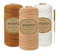 DXRPO Macrame Corda 3 mm x 100 m x 3, Macramè Filo Cotone per Fai Da Te, Piante Sospese, Natale, Decorazione Boho(Naturale, Marrone, Marrone Scuro)