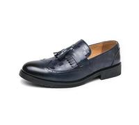 DXSYGMBN Mocassini con Nappine Uomo Scarpe Brogue Oxford Eleganti Stringate Basse da Cerimonia Business Matrimonio Casual Scarpe in Pelle,Blu,48 EU
