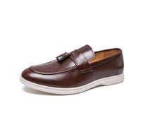 DXSYGMBN Mocassini Uomo con Nappe Scarpe Casual Eleganti Comode Leggere in Pelle Morbida Ideali per Ufficio Lavoro Matrimonio Eventi Formali,Marrone,43 EU