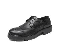 DXSYGMBN Scarpe Derby da Uomo in Pelle Classiche Stringate Brogue Eleganti Formali Business Cerimonia Suola Spessa Piattaforma Oxford,Nero,40 EU