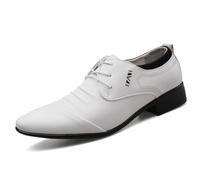 DXSYGMBN Scarpe Oxford da Uomo Eleganti in Pelle Classiche Stringate Cerimonia Business Scarpe Basse a Punta Casual Matrimonio,Bianca,46 EU