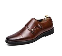 DXSYGMBN Scarpe Stringate Basse da Uomo con Doppia Fibbia Eleganti Scarpe da Cerimonia Classiche Oxford Business Formali,Marrone,43 EU