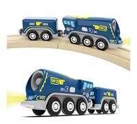 DxxD Trenino Elettrico per Bambini, Locomotiva ad Azione a Batteria con Suono e luce, Trenino Legno Giocattolo, Treno compatibile con Thomas, Brio, Auto Giocattolo Regali per Ragazze Ragazzi 3+ Anni