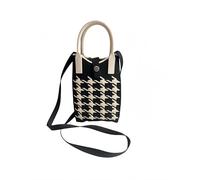 DxXU SewLife Piccola borsa a tracolla Kawaii lavorata a maglia, mini borsa a tracolla per cellulare, borsa da viaggio per un giorno fuori, 1. Pied de poule nero