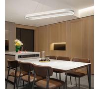 DXYD Lampada a Sospensione LED Dimmerabile a Soffitto Lampada a Sospensione Moderna,100 Cm Lampada Per Sala da Pranzo 3000k-6000k Lampadario In Metallo Acrilico Per Tavolo da Pranzo (Bianco, 100CM)