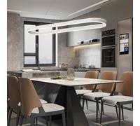 DXYD Lampada a Sospensione LED Dimmerabile a Soffitto Lampada a Sospensione Moderna,120cm Lampada Per Sala Da Pranzo 3000k-6000k Lampadario In Metallo Acrilico Per Tavolo Da Pranzo (Bianco, 120CM)