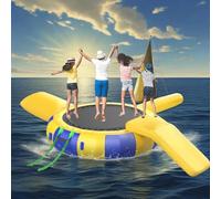 Dxysyldrun 10ft,Parco di Trampolini Acquatici, Piattaforma Gonfiabile per Il Nuoto E Il Salto con Scivolo/Tubo E Cuscino per Immersioni, Gonfiabile per Feste in Acqua.