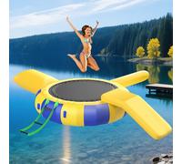 Dxysyldrun 10ft,Trampolino d'Acqua per Lago, Gonfiabile Rimbalzo Nuoto Ponticello Piattaforma con Scivolo/Tubo E Borsa per Cuscino da Immersione, Parco Trampolino d'Acqua per Feste