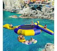 Dxysyldrun 16ft,Trampolino Gonfiabile del Lago, Piattaforma da Nuoto Gonfiabile per Saltare con Tubo Scorrevole E Borsa per Cuscino da Immersione, Giocattolo Galleggiante per Parco Acquatico
