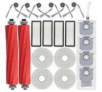 Dxyue 21 pezzi di ricambio per aspirapolvere Roborock QV 35A / QR 798 / QR 598, 2 spazzole principali, 6 spazzole laterali, 4 filtri, 4 sacchetti per la polvere, 4 panni mocio, 1 strumento di pulizia