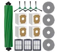 Dxyue Kit di 16 pezzi di ricambio per robot aspirapolvere iRobot Roomba Plus 405 Combo/505, 1 spazzola in gomma, 4 panni mocio, 4 sacchetti per la polvere, 3 filtri, 4 spazzole laterali