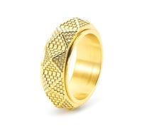 DXZXDJIU Anello Anti-ansia Girevole Vintage Testurizzato da Uomo - Anello Comfort Regolabile for alleviare Lo Stress(Gold_6)