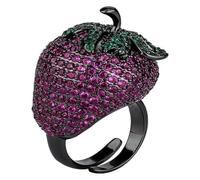 DXZXDJIU Anello Aperto Regolabile alla Moda a Forma di Fragola for Donna - Colore Viola