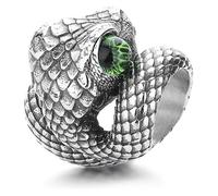 DXZXDJIU Anello da Uomo a Forma di Serpente con Cristalli intarsiati Vintage - Gioielli di Tendenza dalla personalità Unica(Green_12)