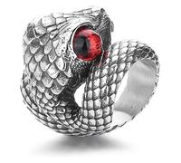 DXZXDJIU Anello da Uomo a Forma di Serpente con Cristalli intarsiati Vintage - Gioielli di Tendenza dalla personalità Unica(Red_7)