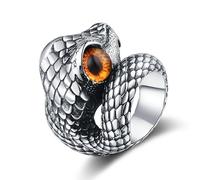 DXZXDJIU Anello da Uomo a Forma di Serpente con Cristalli intarsiati Vintage - Gioielli di Tendenza dalla personalità Unica(Brown_11)